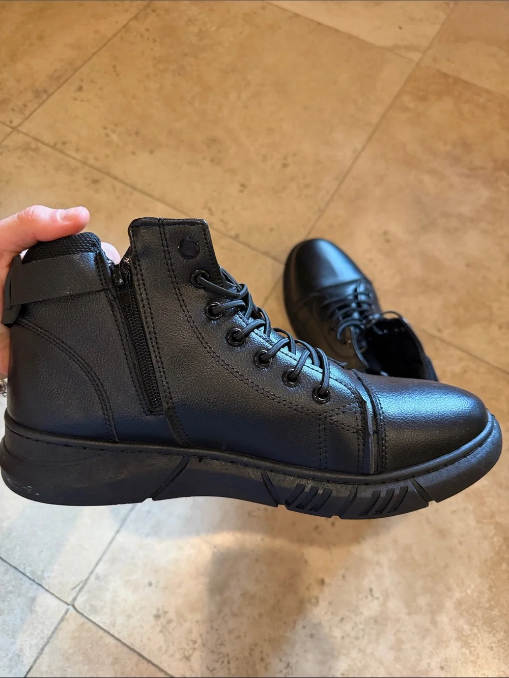 Men's Black Lace-Up Combat Boots